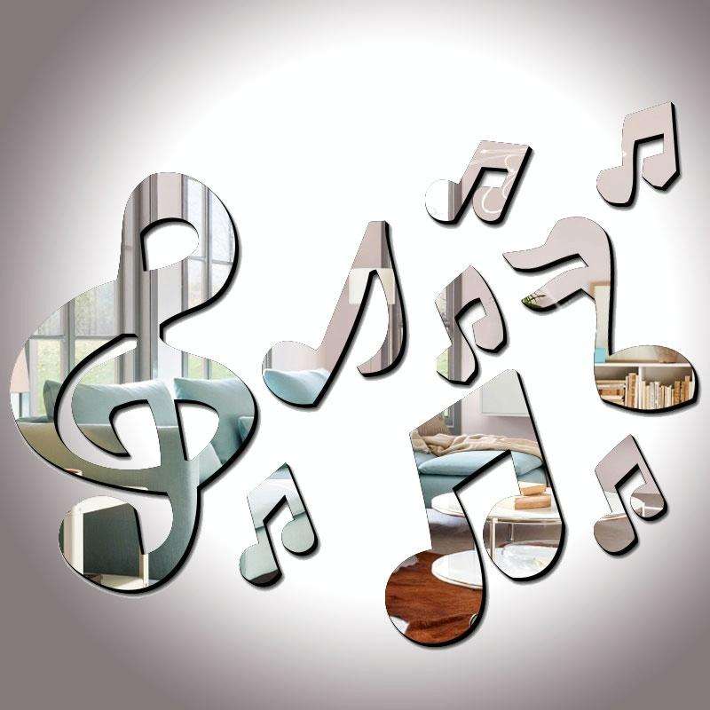 3D Musical Notes Acrylic Mirrors Wall Sticker Home Decor Living Room Wall Decoration Art DIY Wall...