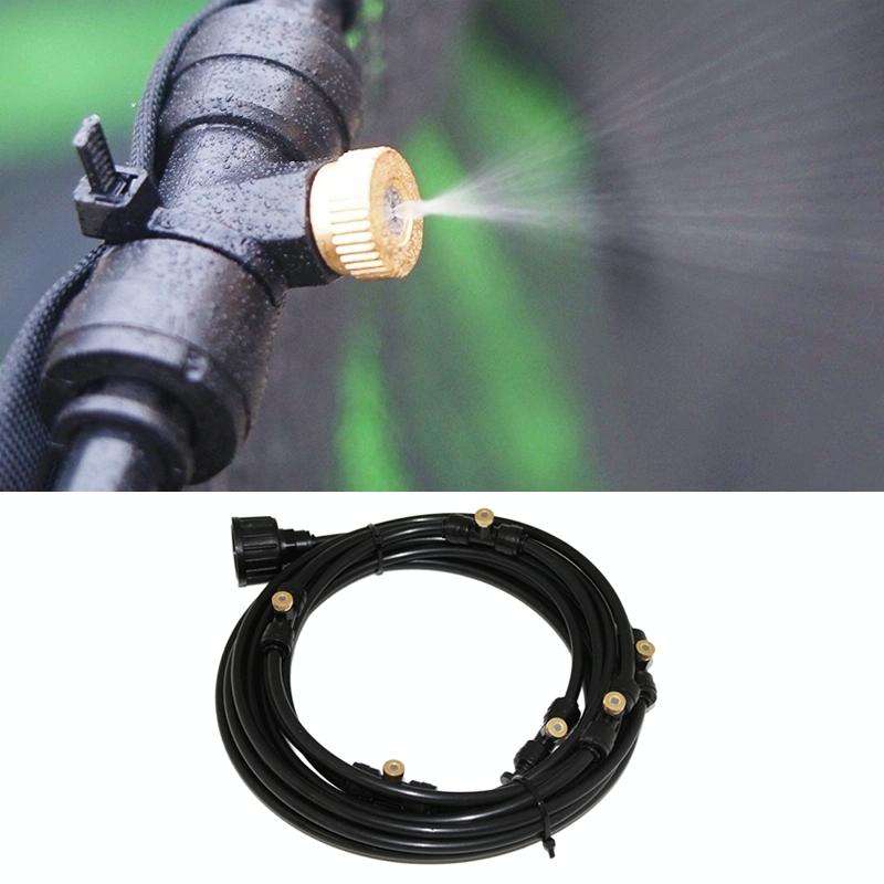 Outdoor Lawn Garden PE Mist Watering Line Misting Cooling System with 6 x Mist Nozzles, Length: 6...