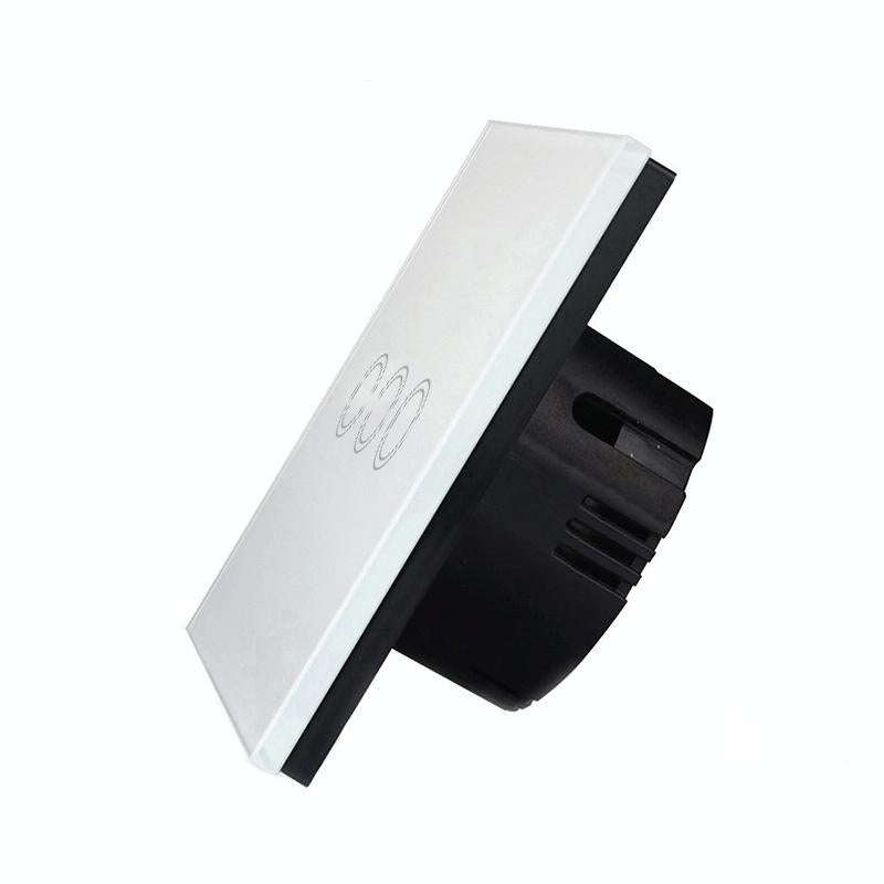 86mm 3 Gang Tempered Glass Panel Wall Switch Smart Home Light Touch Switch with RF433 Remote Cont...