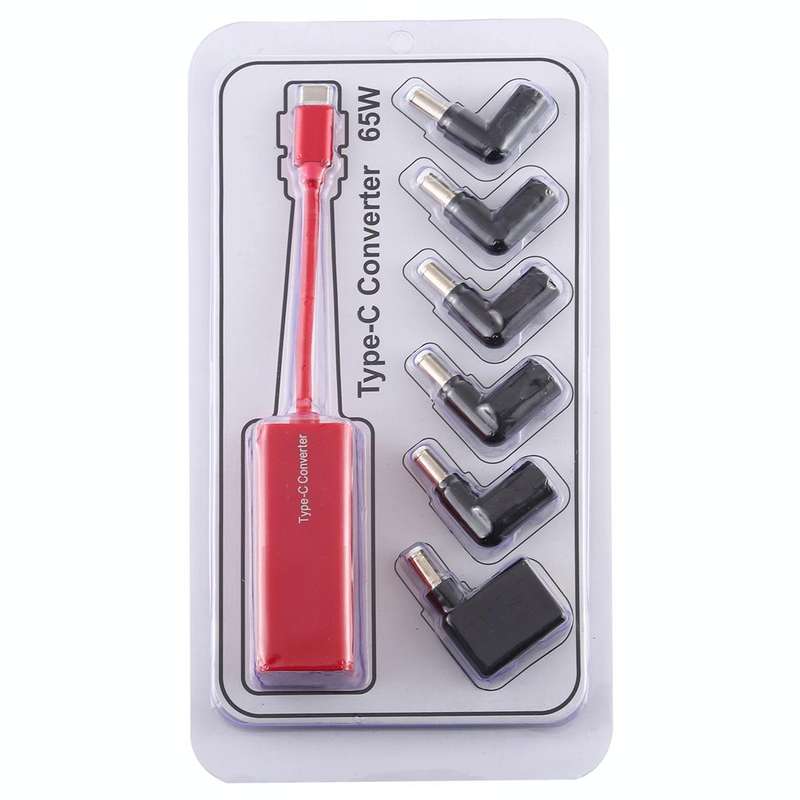 Laptop Power Adapter 65W USB-C / Type-C Converter to 6 in 1 Power Adapter (Red)