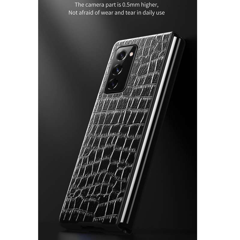 For Samsung Galaxy Z Fold2 5G Crocodile Texture Leather Folding Protective Case(Black)