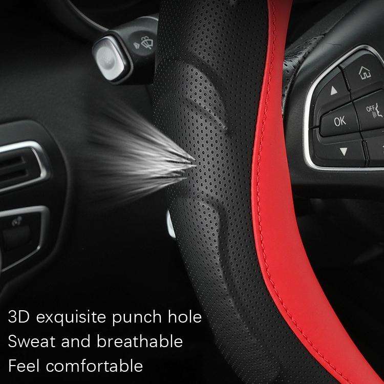 Leather Carbon Fiber Stitching Car Steering Wheel Set, Diameter: 38cm(Black Round)