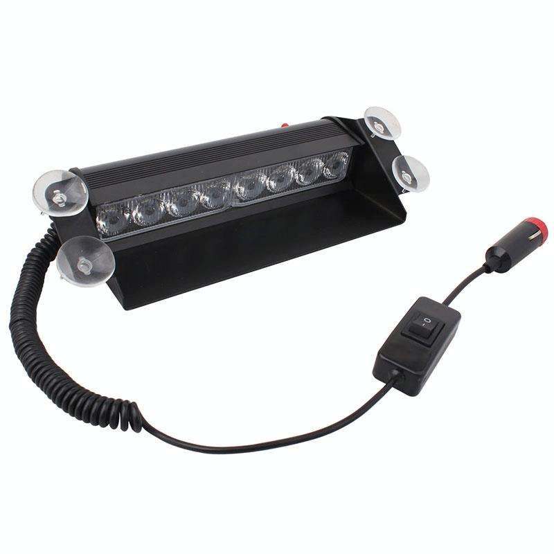 8W 800LM 8-LED White + Red Light 3-Modes Adjustable Angle Car Strobe Flash Dash Emergency Light W...