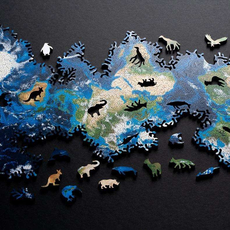 Wooden Irregular High Difficulty Puzzle Infinite Galaxy Mystery Puzzle Toy, Colour: Unlimited Earth