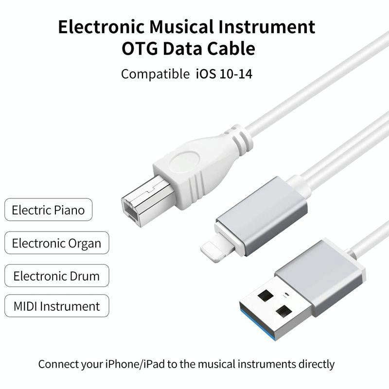 1m 8 Pin to USB + MIDI Electronic Music Instrument & OTG & Charging Multifunctional Cable Compati...