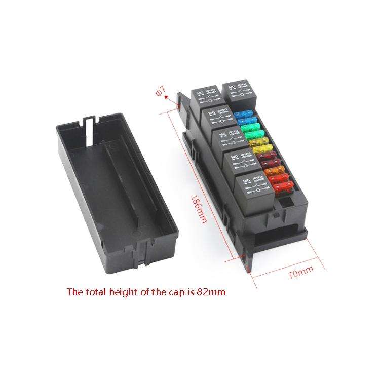 Car Modified 12V / 4Pin / 40A Black Shell 11-Way Fuse With 6-Way Relay Car Machine Cabin Link Inn...