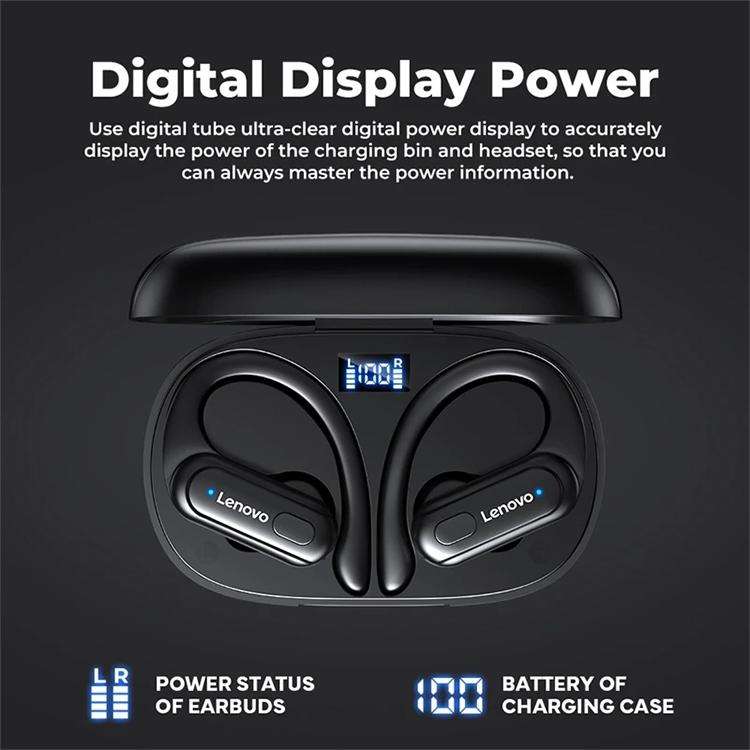 Lenovo XT60 Bluetooth 5.3 Ear-mounted Sports Wireless Bluetooth Earphone (Black)