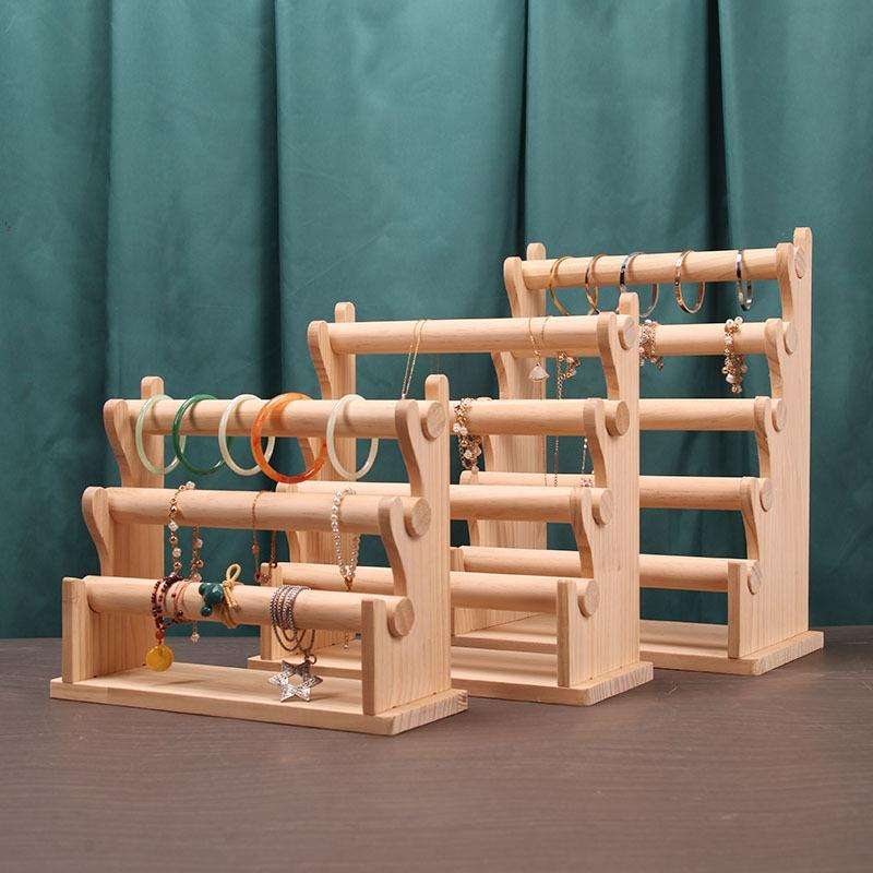 Solid Wood Detachable Jewelry Display Stand Watch Bangle Bracelet Storage Display Rack, Style: Th...