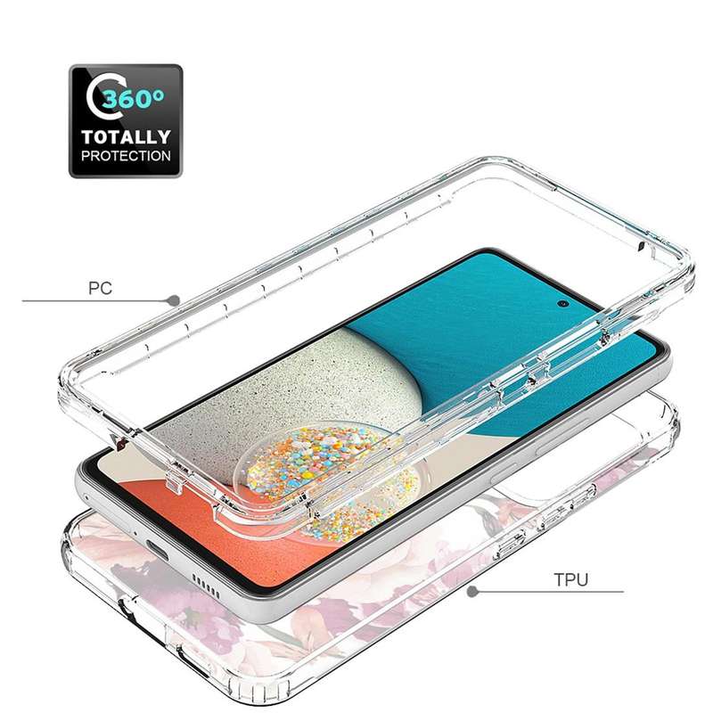 For Samsung Galaxy A53 Transparent Painted Phone Case(Purple Floral)