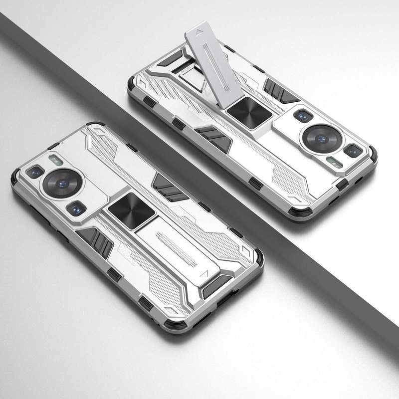 For Huawei P60 / P60 Pro Supersonic Holder PC Soft TPU Phone Case(Silver)