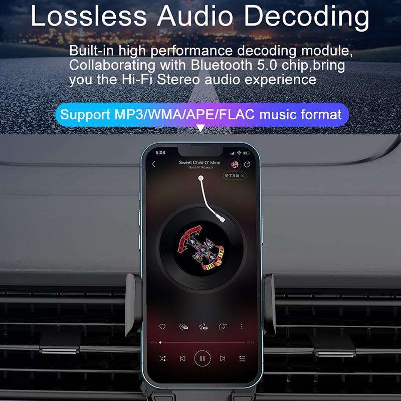 C1 Car Bluetooth 5.0 MP3 Player FM Transmitter Air Outlet Phone Holder