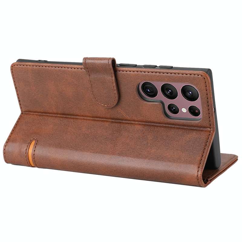 For Samsung Galaxy S22 Ultra 5G Classic Wallet Flip Leather Phone Case(Brown)
