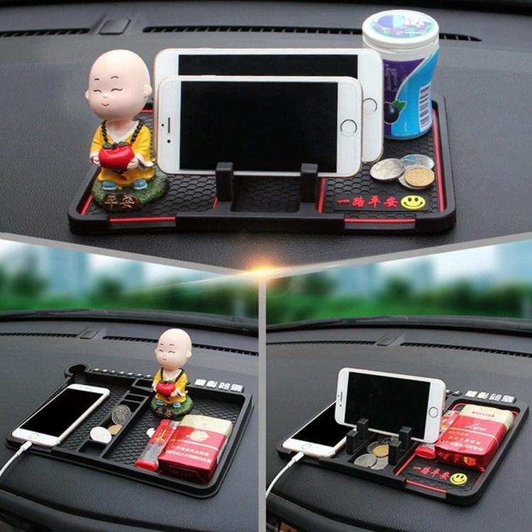 Car Interior Car Multifunctional Instrument Panel Storage Pad Car Phone Bracket Anti-slip Pad Wit...