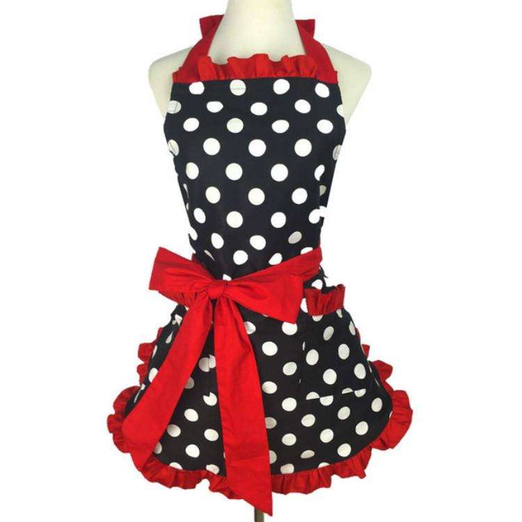 Cotton Dot Overalls Apron(Red)