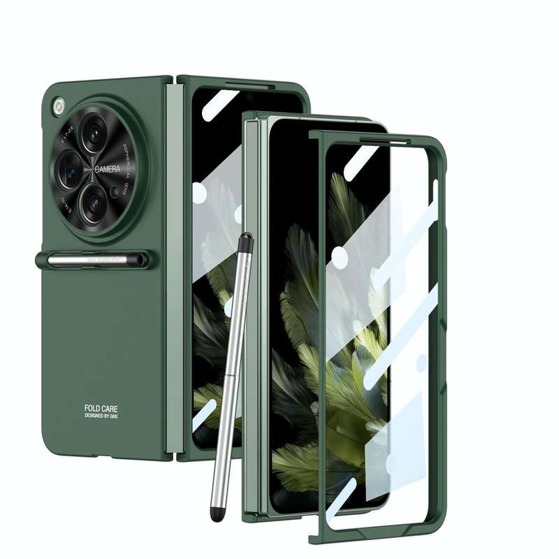 For OPPO Find N3 / OnePlus Open GKK Ultra-thin Full Coverage Phone Flip Case with Pen(Green)