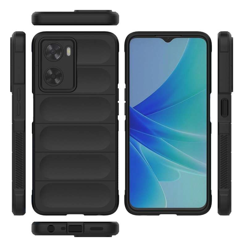 For OPPO A57 4G Global Magic Shield TPU + Flannel Phone Case(Black)
