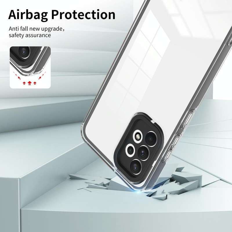 For Samsung Galaxy A52 5G / 4G 3 in 1 Clear TPU Color PC Frame Phone Case(Black)