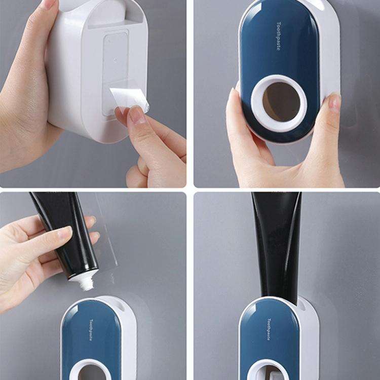 Automatic Toothpaste Squeezing Wall-mounted Toothpaste Rack(Pink+White)