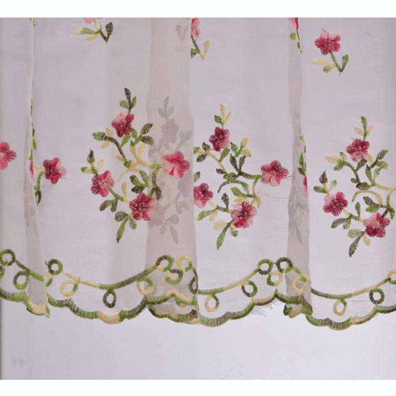 Simple Pastoral Embroidery Flower Window Bbalcony Flower Window Tulle Curtain, Size: 150cm x 65cm...