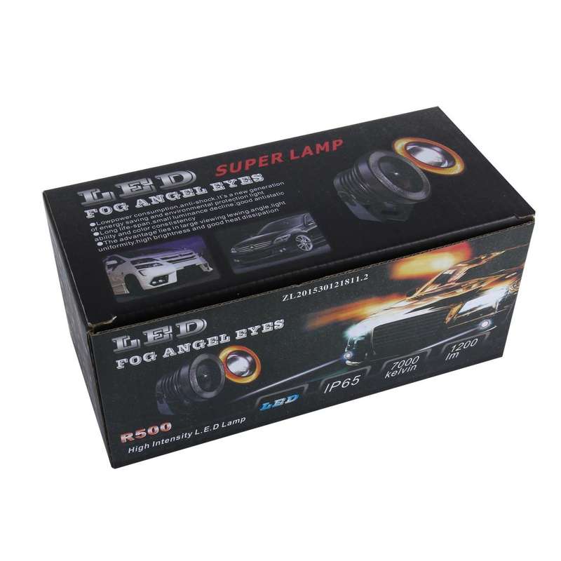 2 PCS 2.5 inch 10W 900 LM 6000K Car Fog Lights with Colorful Angle Eye Light, DC 12V(White Light)