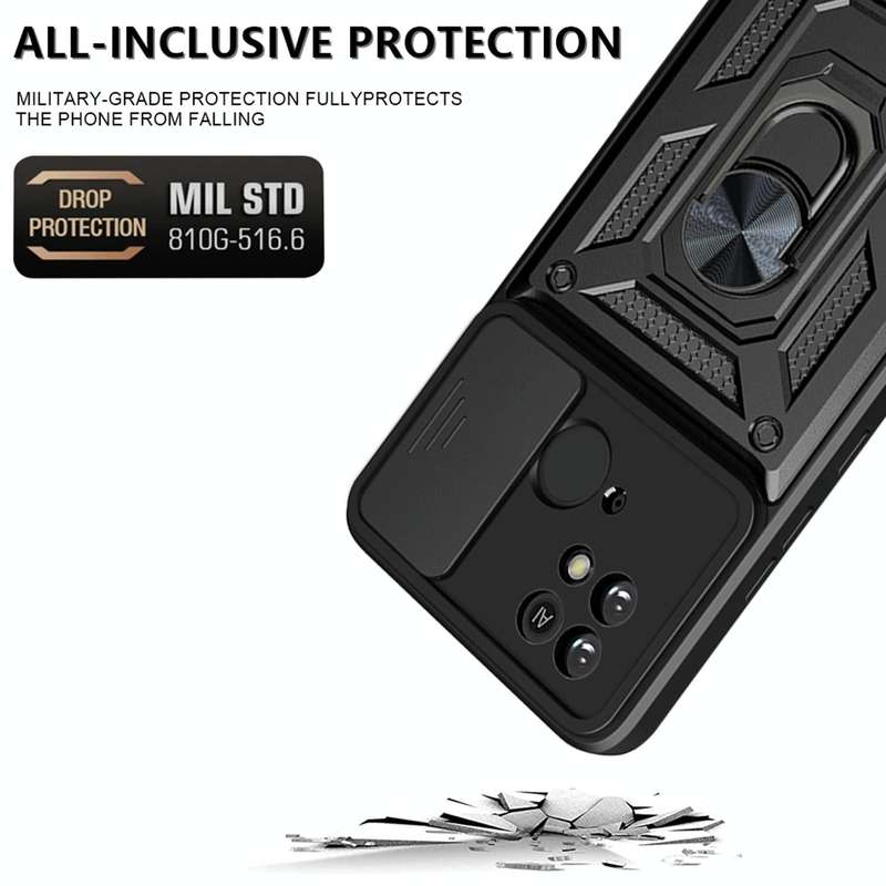 For Xiaomi Redmi 10C 4G Sliding Camera Cover Design TPU+PC Phone Case(Black)
