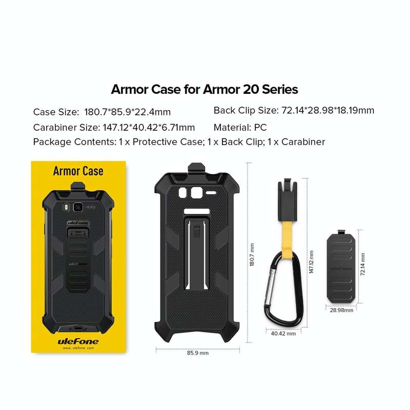 For Ulefone Armor 20WT Ulefone Back Clip Phone Case with Carabiner (Black)