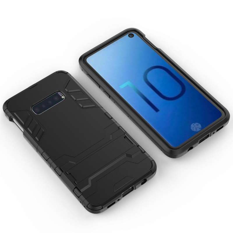 Shockproof PC + TPU Case for Galaxy S10e, with Holder(Black)