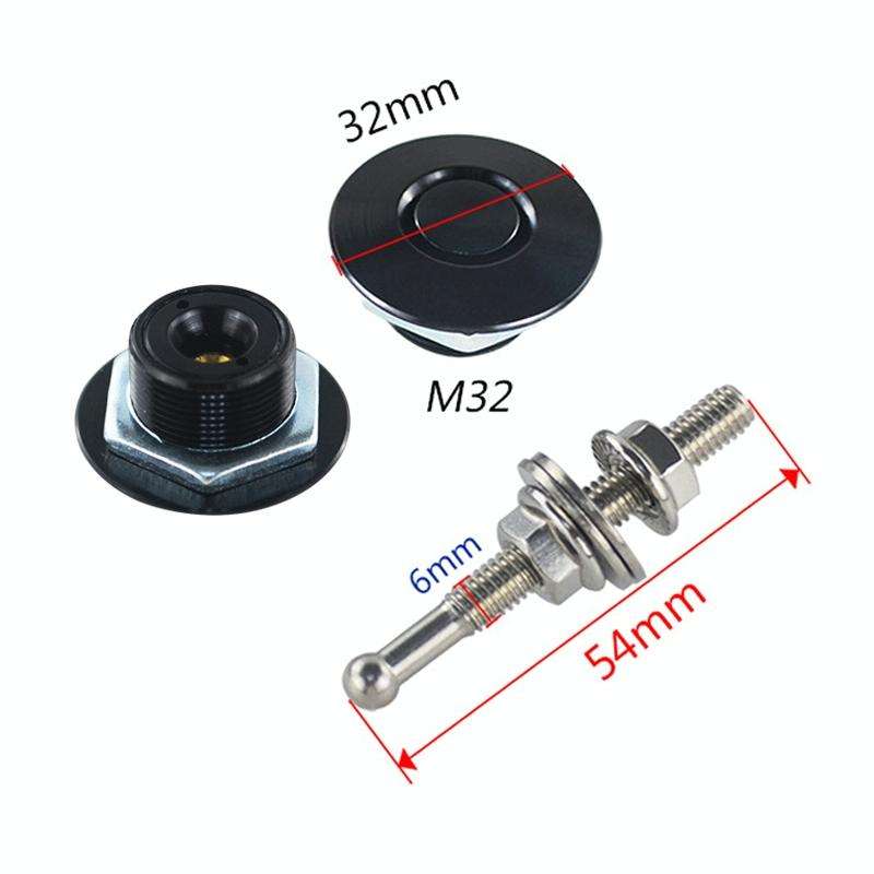 54mm Stainless Steel Quick-pins Push Button Billet Hood Pins Lock Clip Kit (Red)