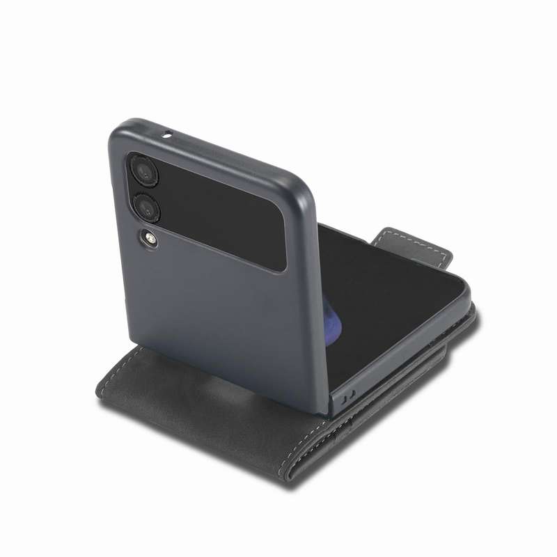 For Samsung Galaxy Z Flip4 Forwenw Dual-side Buckle Leather Phone Case(Black)