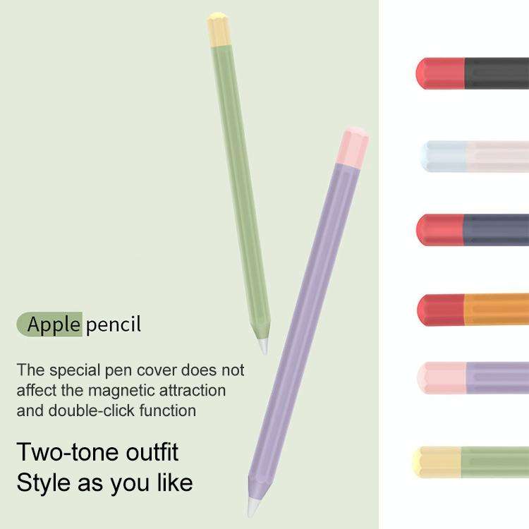 For Apple Pencil 2 Stylus Touch Pen Split Contrast Color Silicone Protective Case(Classic Red and...
