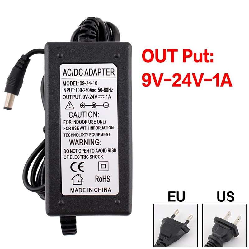 9V-24V 1A AC To DC Adjustable Voltage Power Adapter Universal Power Supply Display Screen Power S...