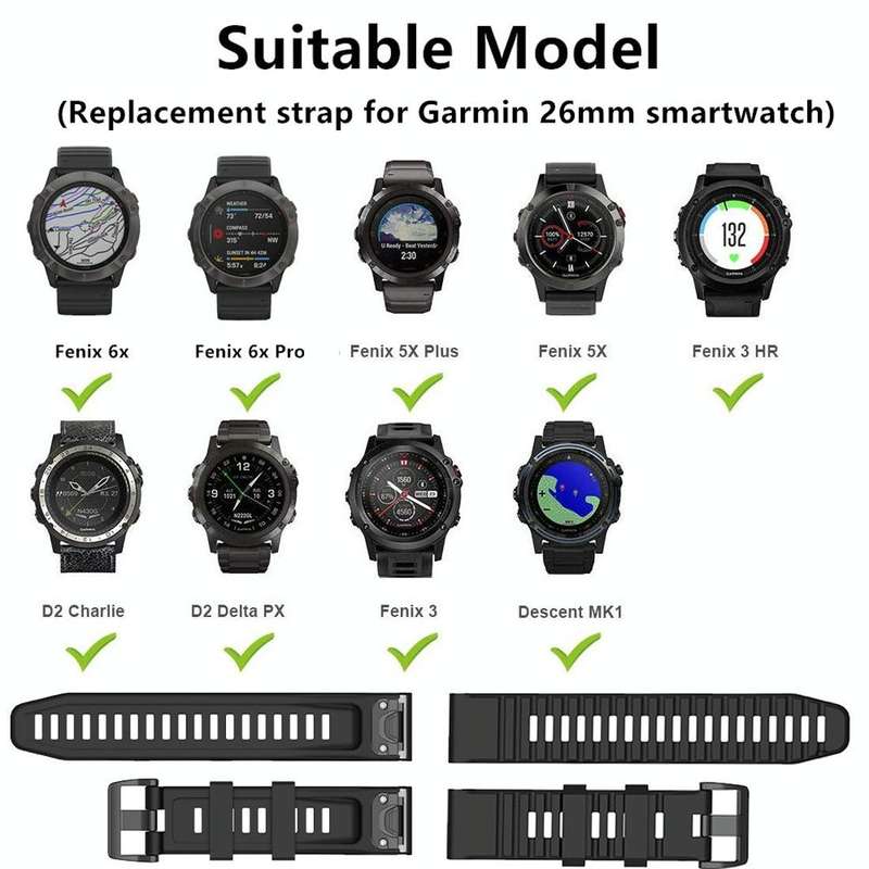 For Garmin Fenix 6 22mm Smart Watch Quick Release Silicon Watch Band(Black)