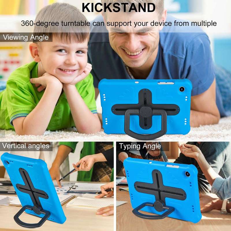 For Samsung Galaxy Tab A9+ Shield 360 Rotation Handle EVA Shockproof PC Tablet Case(Blue Black)