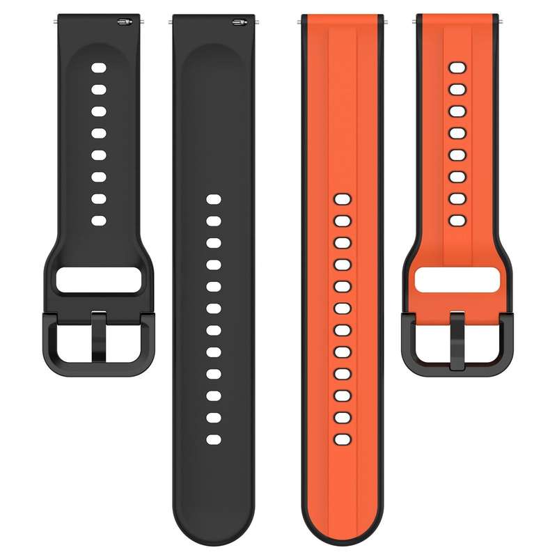 For Garmin Forerunner 55 20mm Convex Loop Two-Color Silicone Watch Band(Orange+Black)