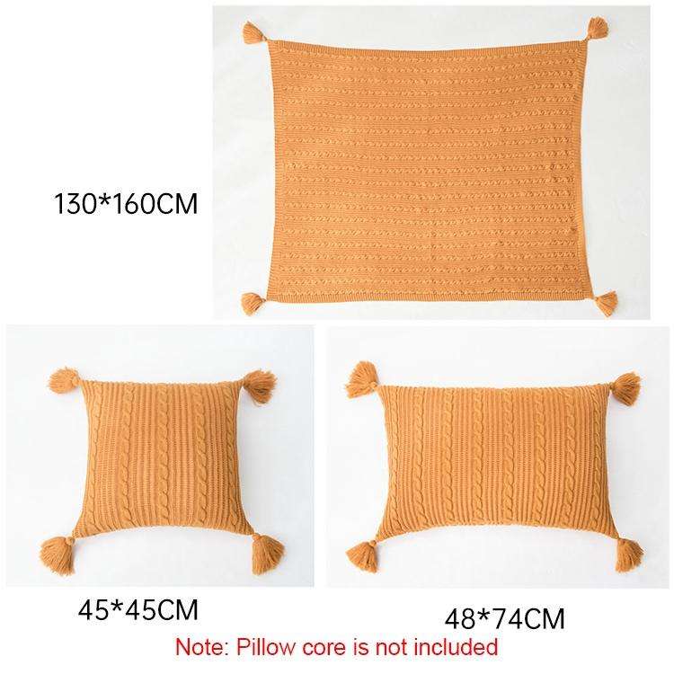 Knitted Blanket Home Casual Shawl Pillowcase Suit Without Core(Agate green)