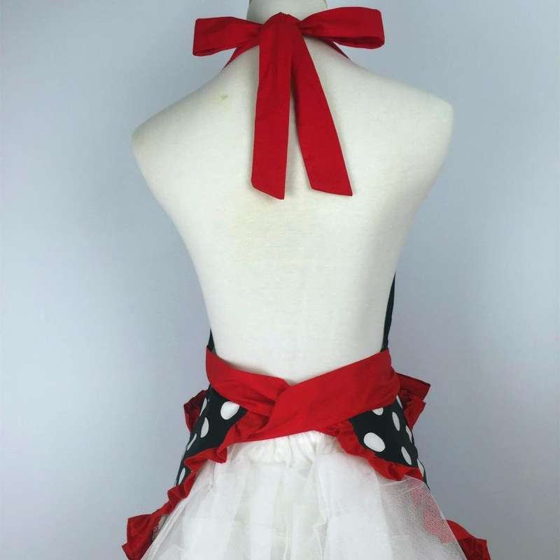 Cotton Dot Overalls Apron(Red)