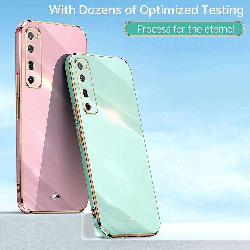For Huawei nova 7 Pro 5G XINLI Straight 6D Plating Gold Edge TPU Shockproof Case(Mint Green)