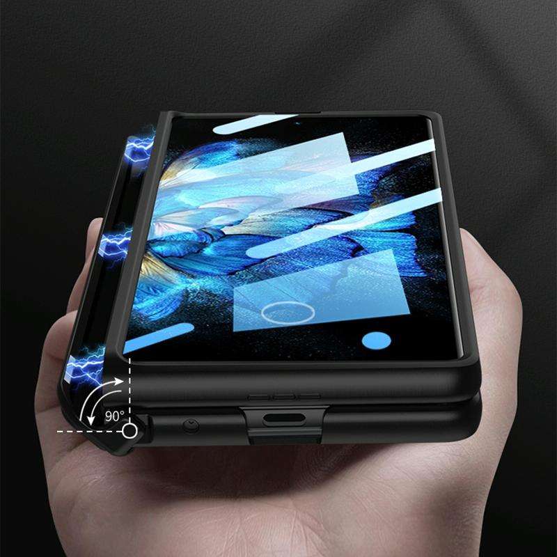 For vivo X Fold GKK Magnetic Hinge Flip Leather Phone Case with Holder(Black)