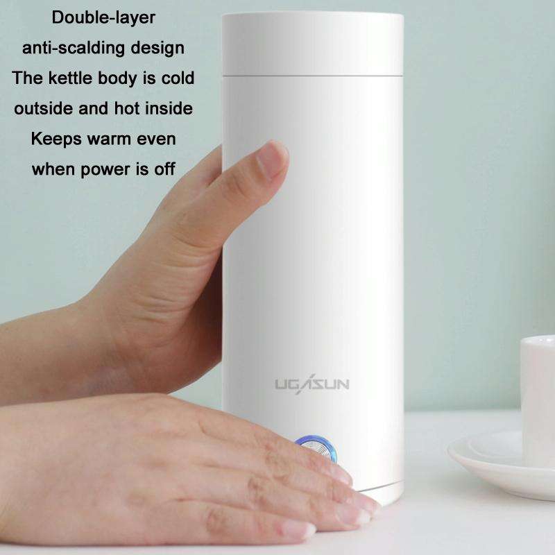 UGASUN Travel Portable Mini Electric Heated Water Cup, Color: UK Plug (White)