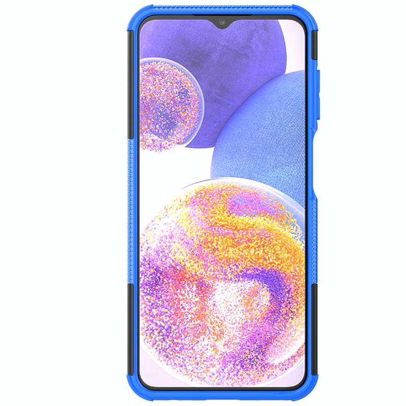 For Samsung Galaxy A23 Tire Texture Shockproof TPU+PC Phone Case with Holder(Blue)