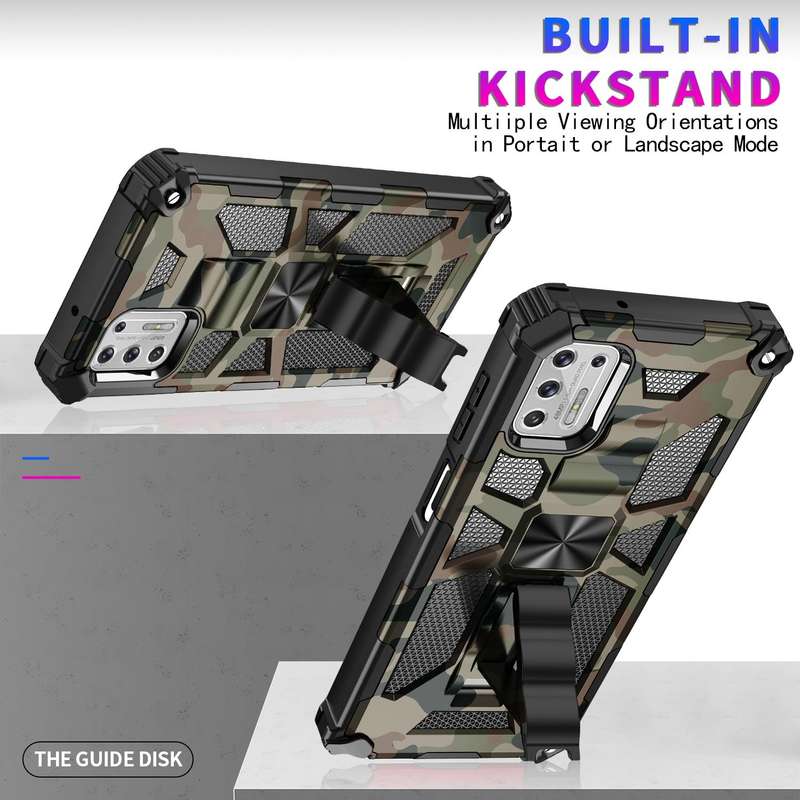 For Motorola Moto G Stylus (2021) Camouflage Armor Shockproof TPU + PC Magnetic Protective Case w...