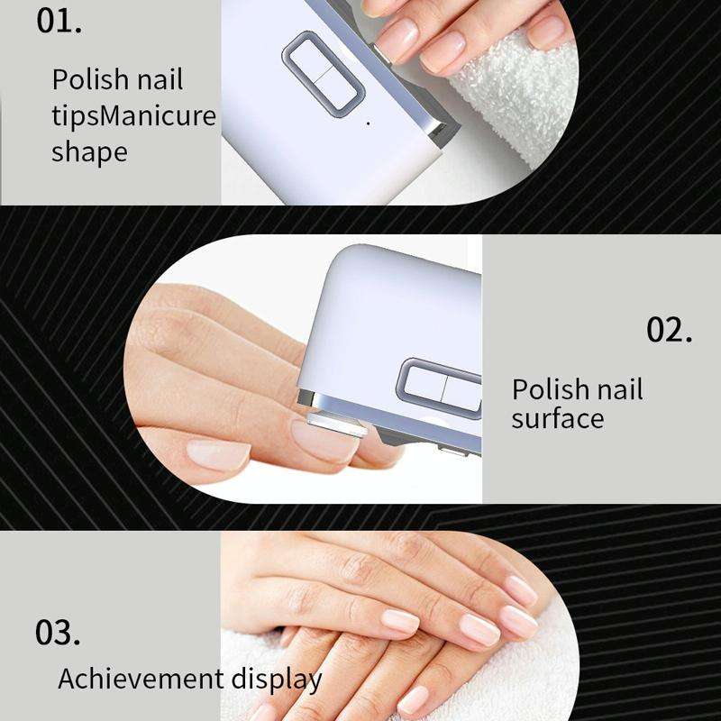 2 IN 1 Electric Nail Clipper Cutter Automatic Nail Grinder Trimmer With LED Light(White)