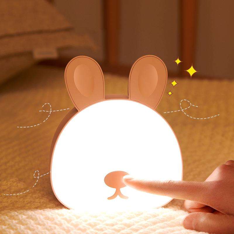 Cute Rabbit Night Light USB Charging Bedroom Bedside Sleeping Eye Protection Lamp(Pink)