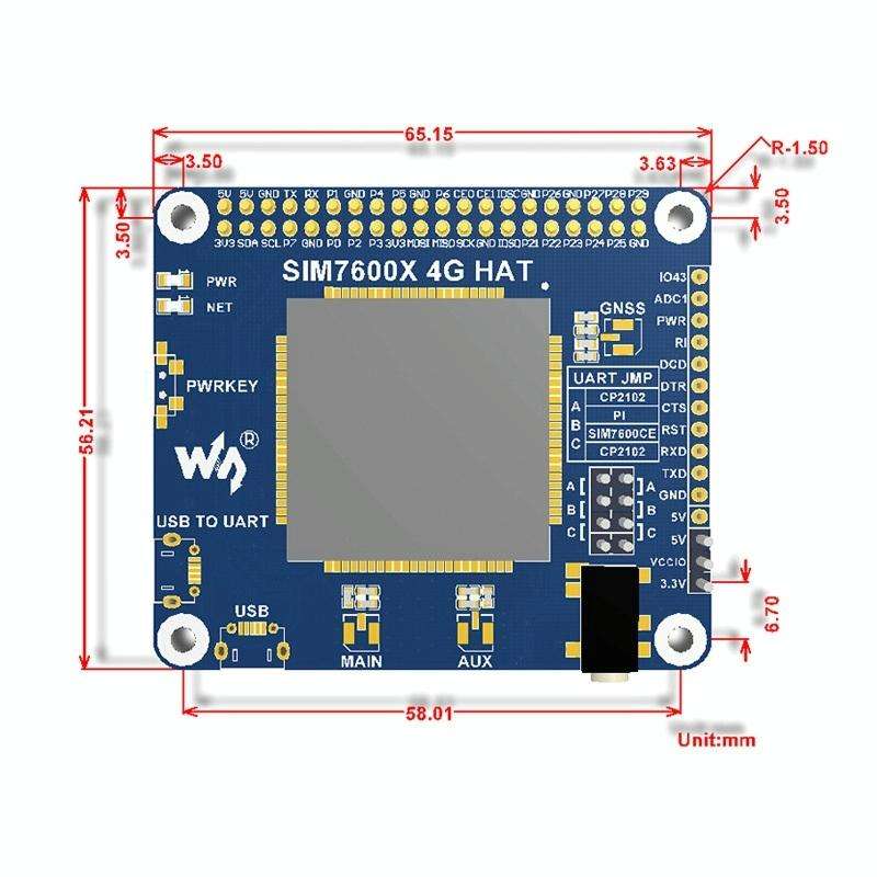 Waveshare 4G / 3G / 2G / GSM / GPRS / GNSS HAT for Raspberry Pi, LTE CAT4, for Southeast Asia, We...