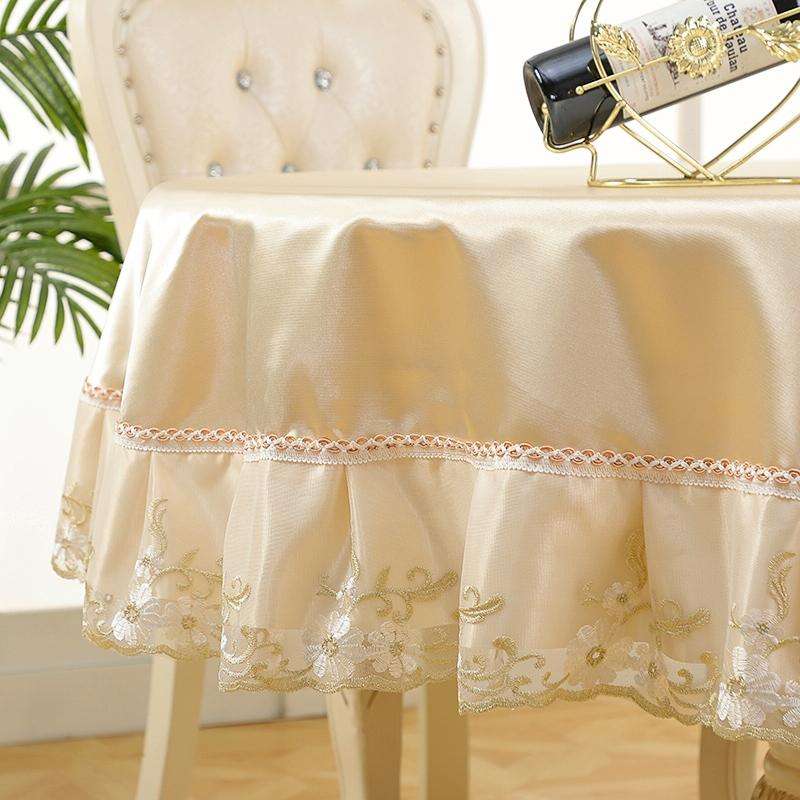 Home Fabric Round Tablecloth Hotel Disposable Anti-scald Table Mats, Size:180cm(Ice Beige)