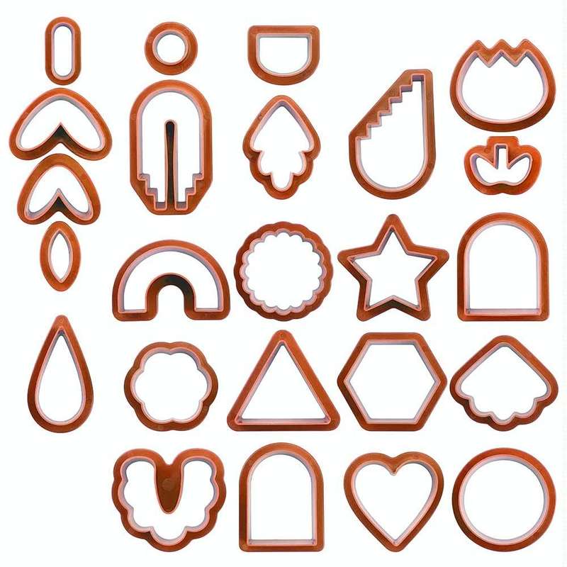 24 In 1 DIY Clay Earrings Molds DIY Handmade Clay Cutter Handmade Jewelry Molds(Rust Red)