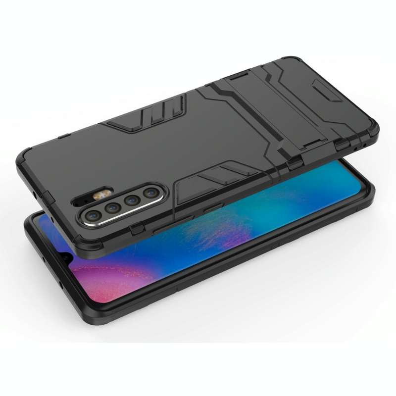 Shockproof PC + TPU Case for Huawei P30 Pro, with Holder(Navy Blue)