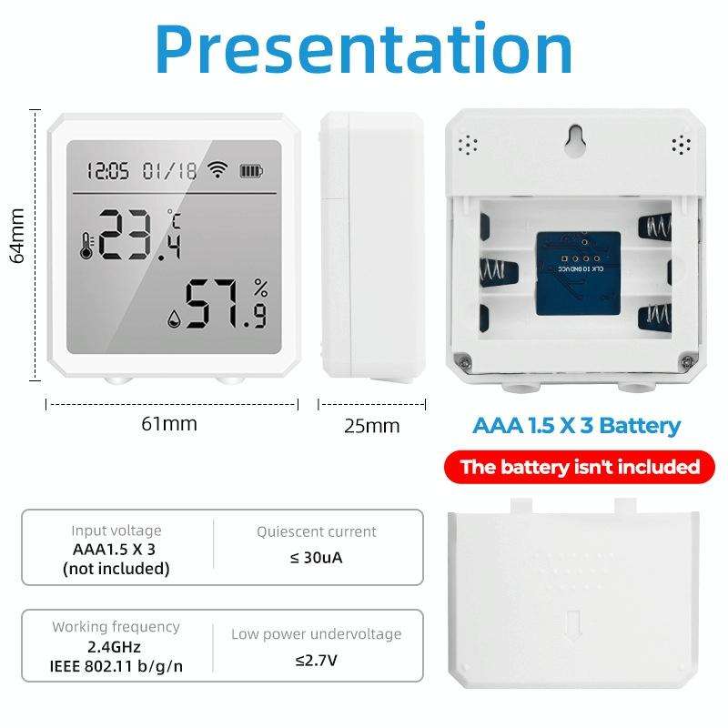 Wifi Temperature And Humidity Meter Sensor Equipment Smart Home Graffiti APP Temperature And Humi...