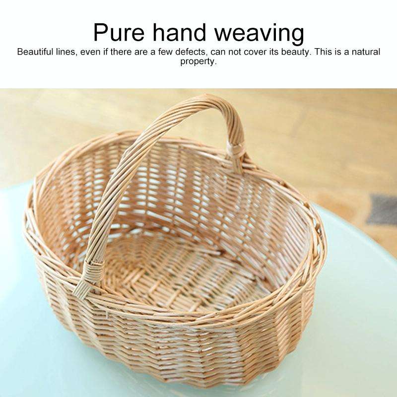 Hand-woven Picnic Basket Sackcloth Rattan Storage Basket, Specification:Large(Primary Color Alpha...