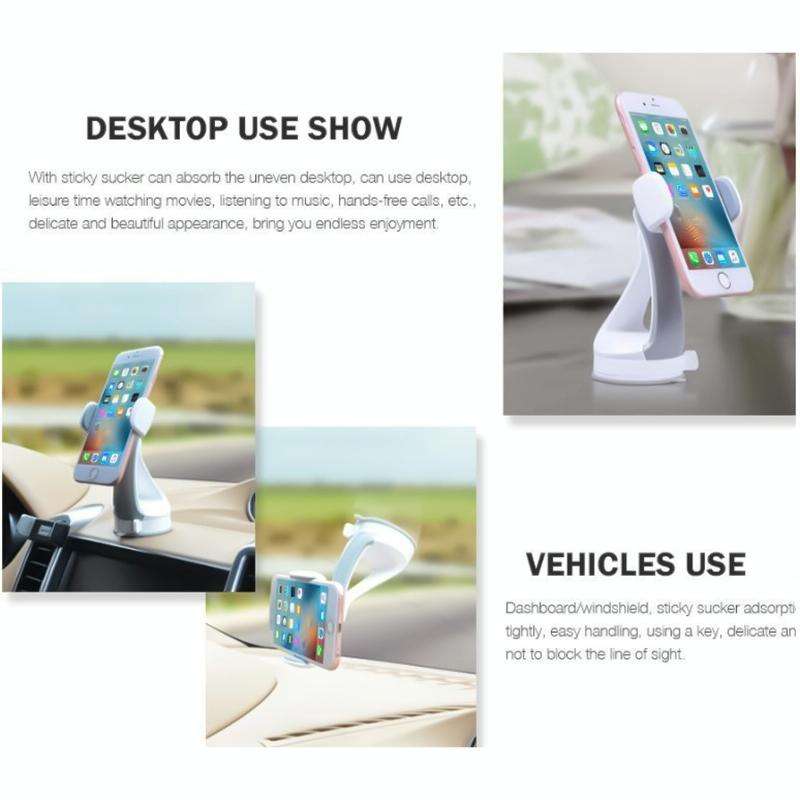 GB-452 Universal Car Suction Cup Mount Bracket Phone Holder (White)